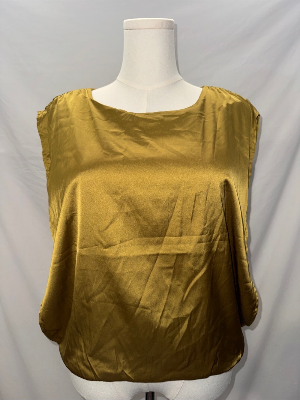 Satin Scoop-Neck Camisole in Green or Mustard Gold